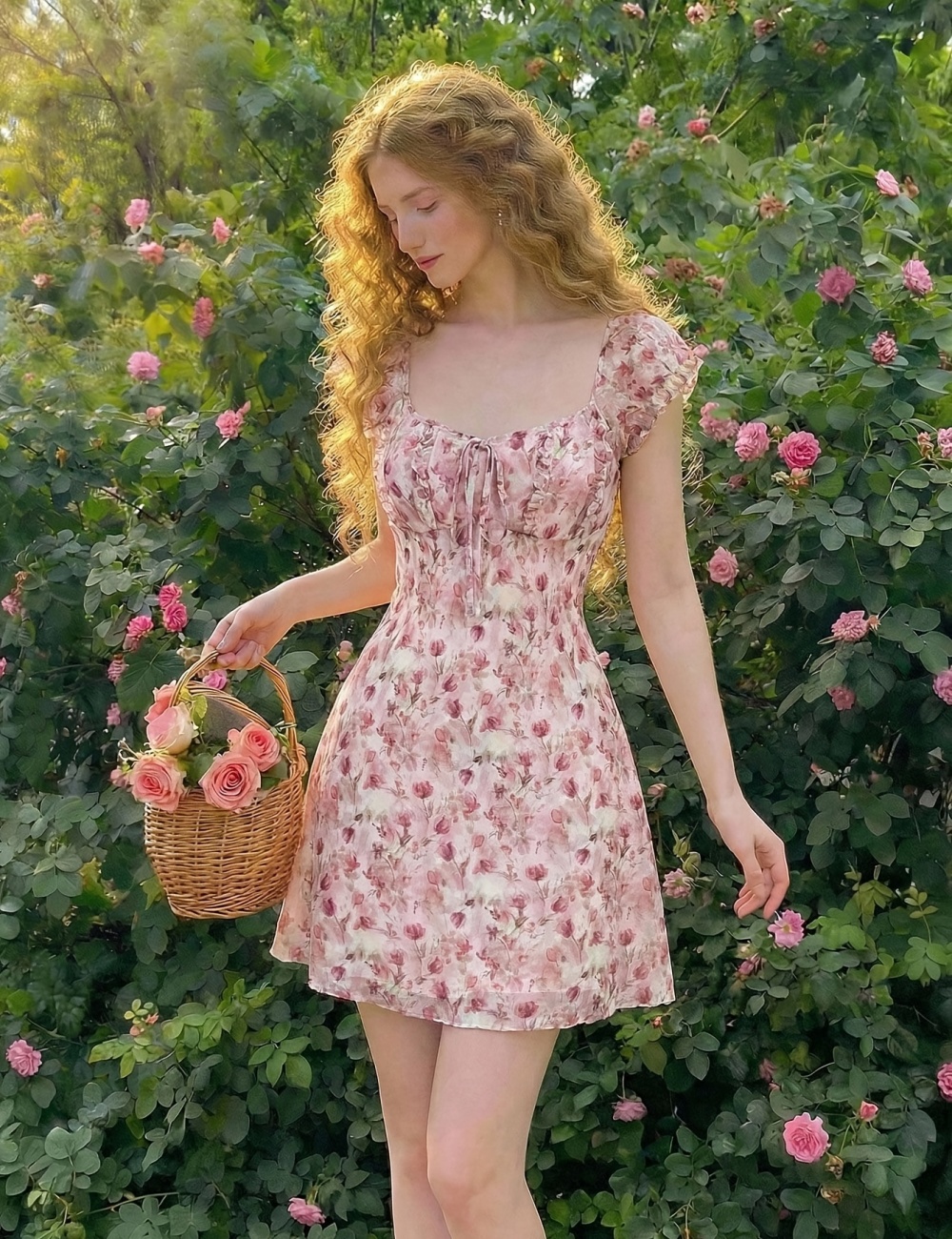 France style elegant summer printing dress for women