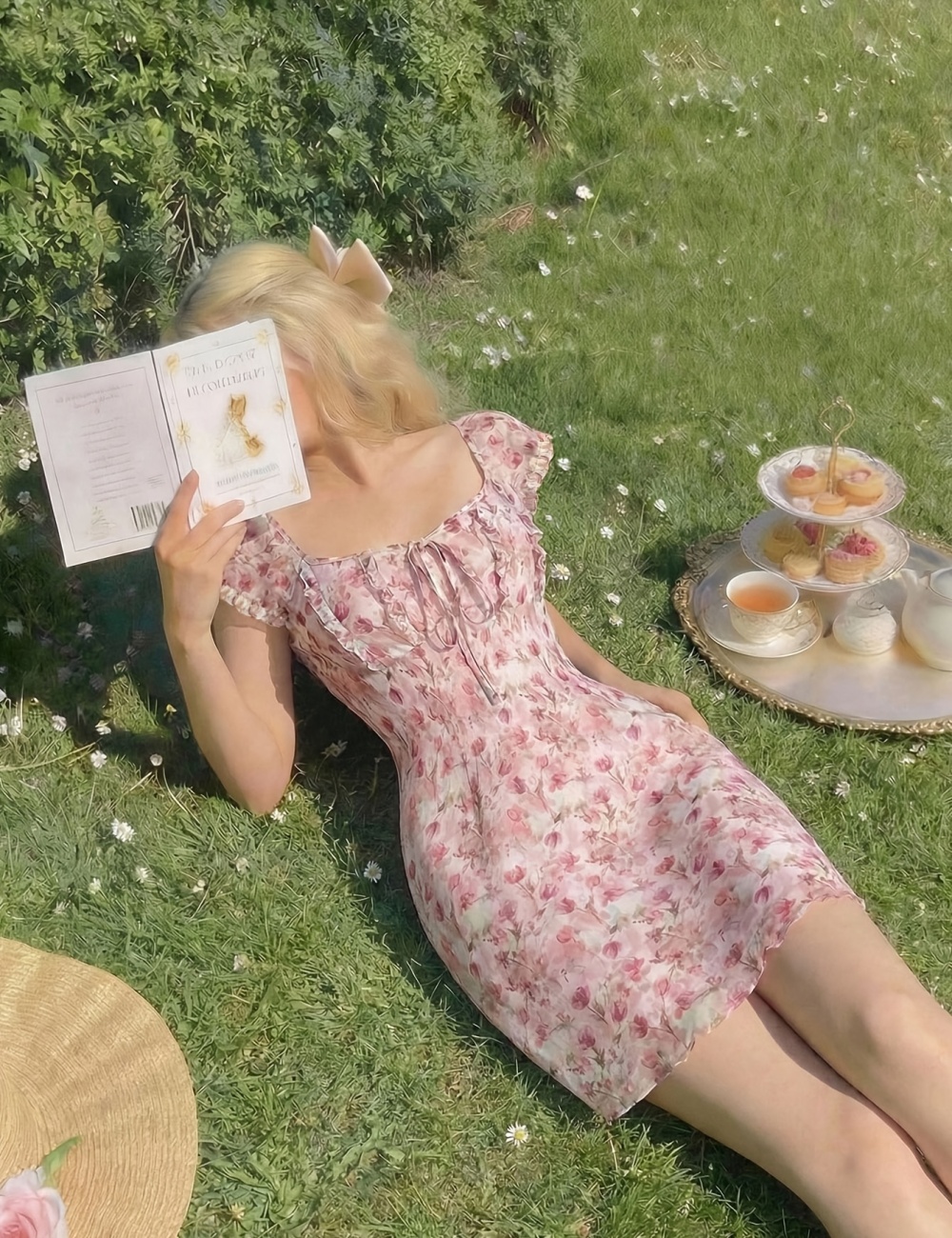 France style elegant summer printing dress for women