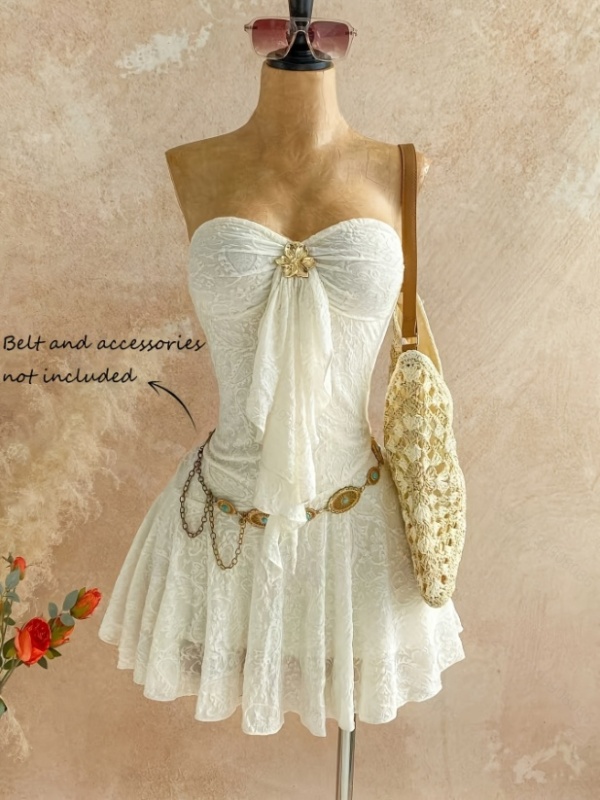 Summer slim dress metal buckles accessories for women