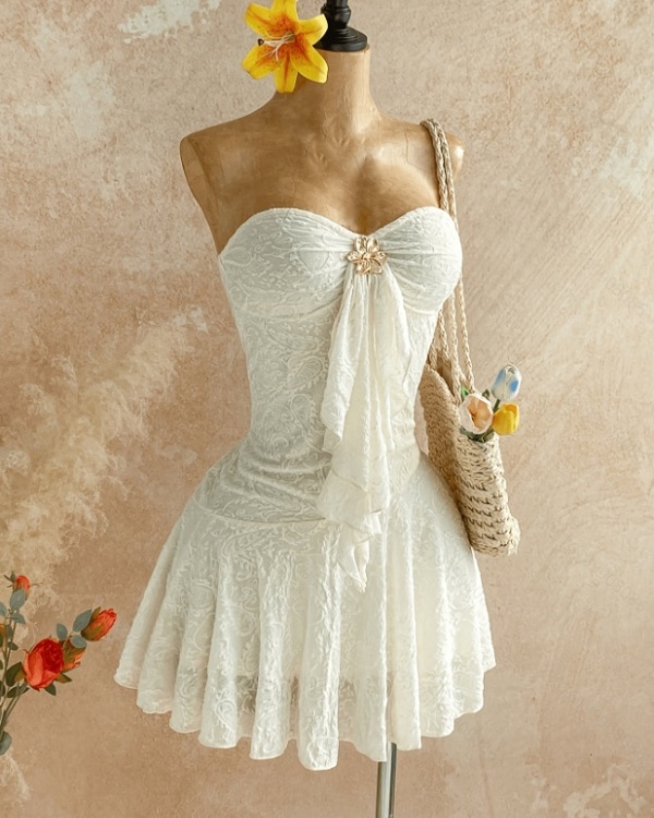 Summer slim dress metal buckles accessories for women