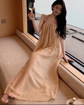 Romantic long dress France style strap dress for women