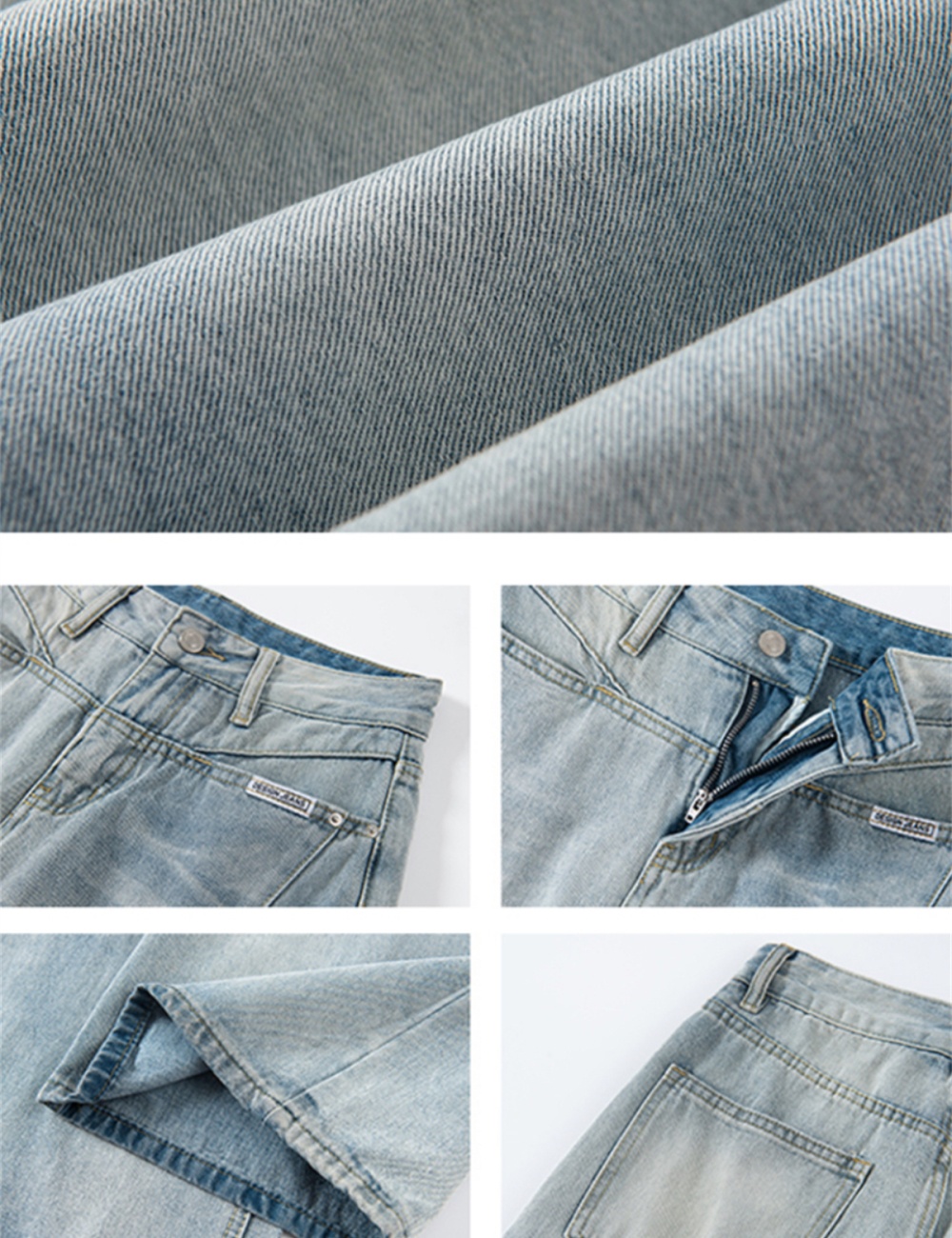 High waist slim wide leg pants American style summer jeans