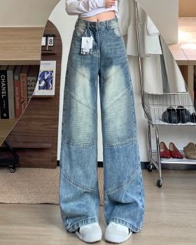 Blue slim wide leg pants mopping long pants