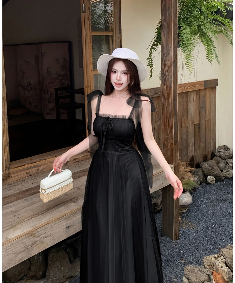 Tender gauze summer dress vacation sling long dress for women
