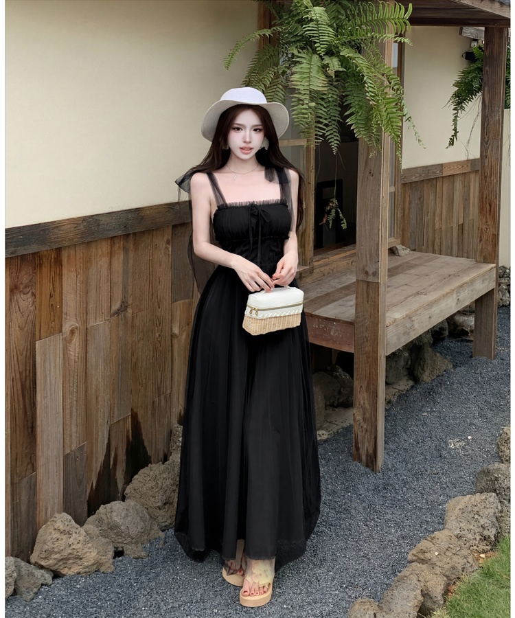 Tender gauze summer dress vacation sling long dress for women