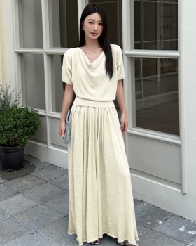Lazy knitted tops big skirt loose long skirt 2pcs set