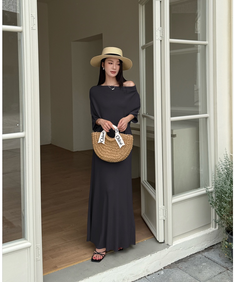 Strapless lazy long skirt bat sleeve Casual tops a set