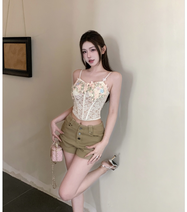 Enticement lace tops wrapped chest vest for women