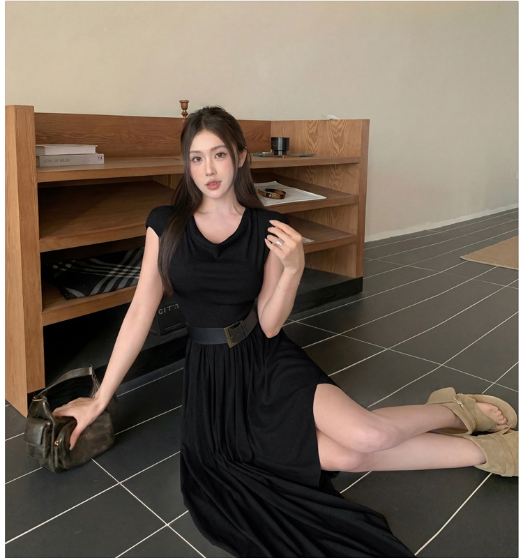 Frenum long pinched waist slim small fellow irregular dress