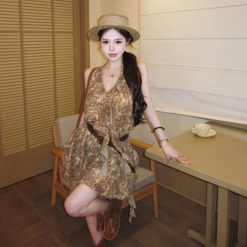 Irregular enticement T-back France style dress for women