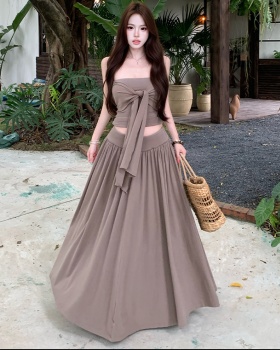 Korean style high waist enticement long skirt 2pcs set