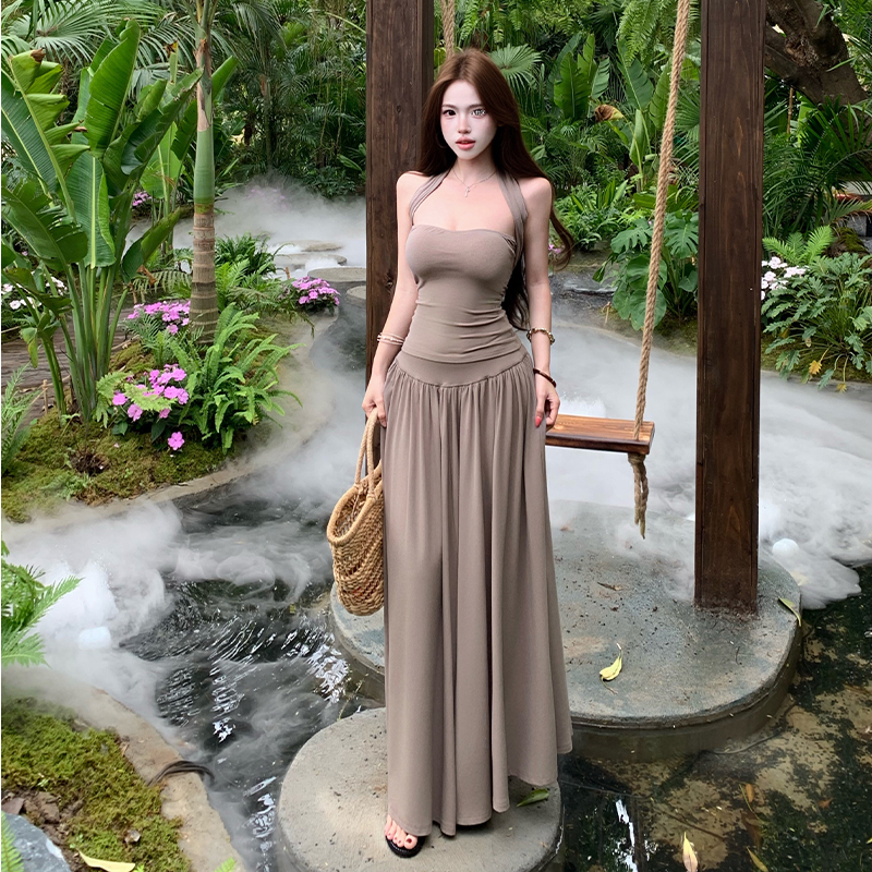 Korean style high waist enticement long skirt 2pcs set