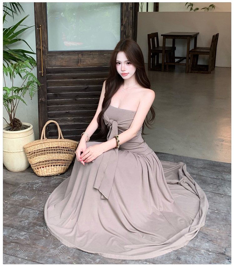 Korean style high waist enticement long skirt 2pcs set