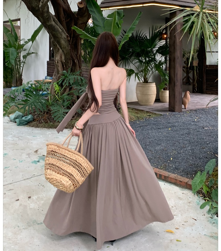 Korean style high waist enticement long skirt 2pcs set