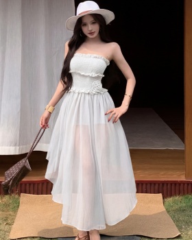 Elastic long dress flowers dress for women