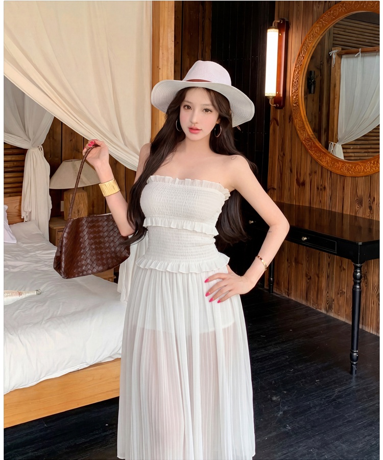 Elastic long dress flowers dress for women