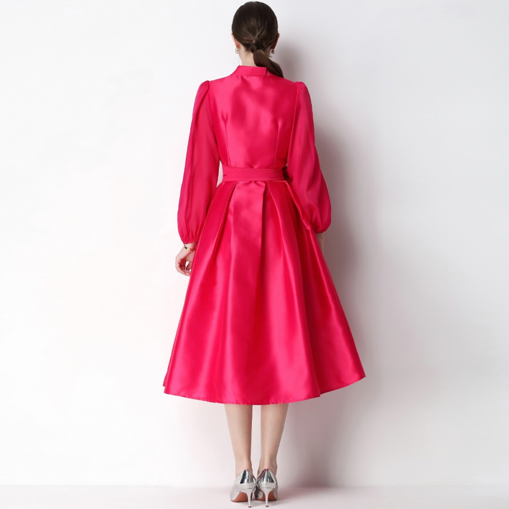 Temperament flowers formal dress pinched waist slim dress