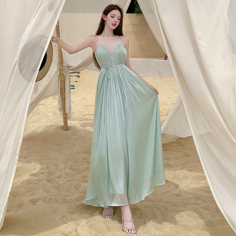 Splice summer long dress temperament A-line dress