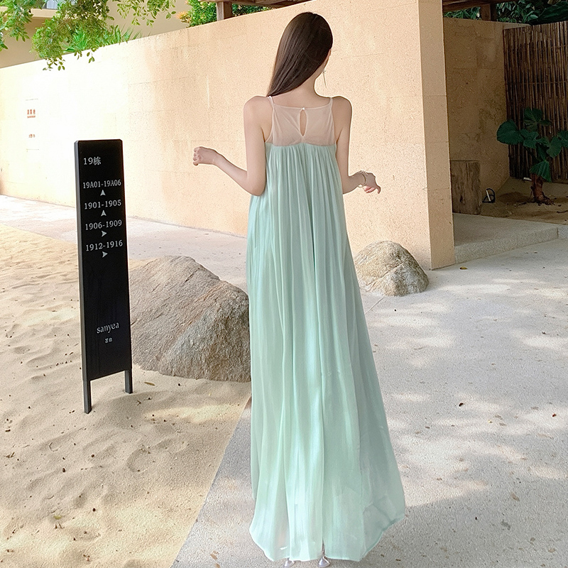 Splice summer long dress temperament A-line dress