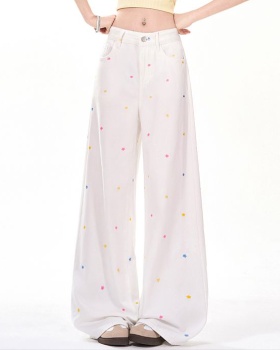 Loose straight pants fat mopping summer jeans for women