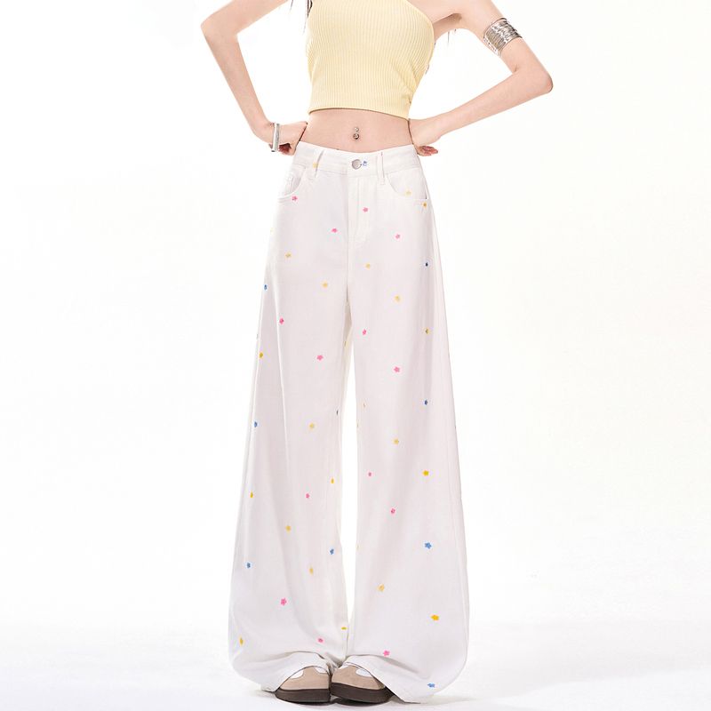 Loose straight pants fat mopping summer jeans for women