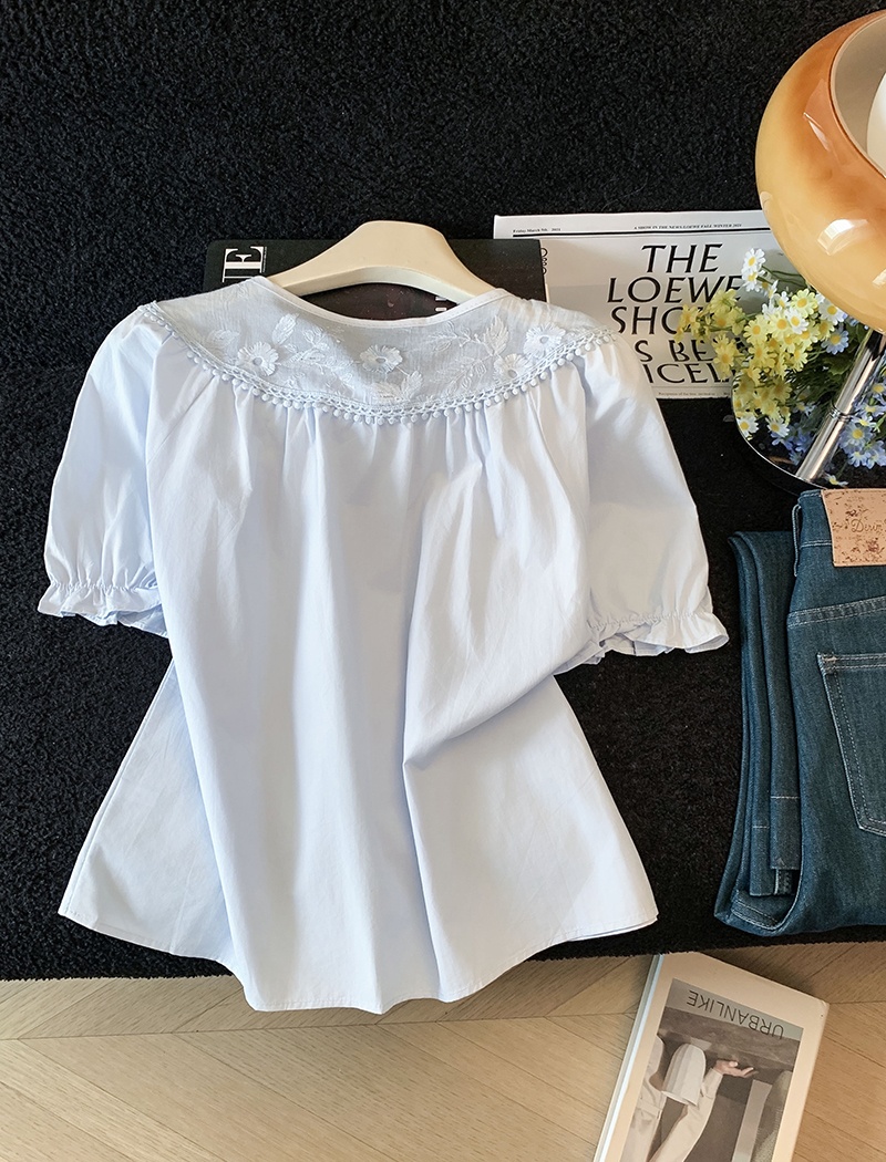 Sweet white tops show young summer shirt for women