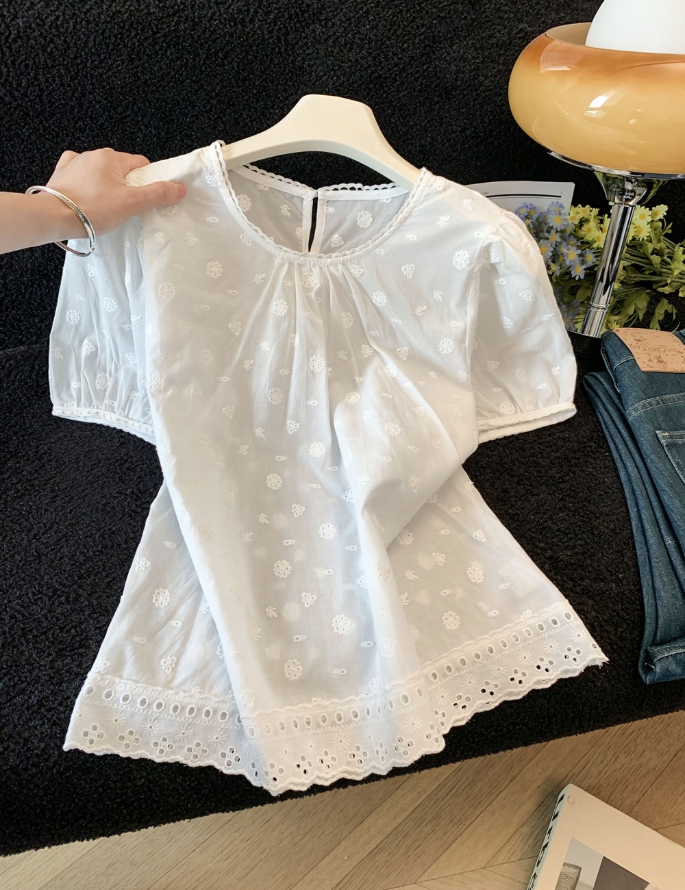 Bubble loose shirt short sleeve doll shirt for women