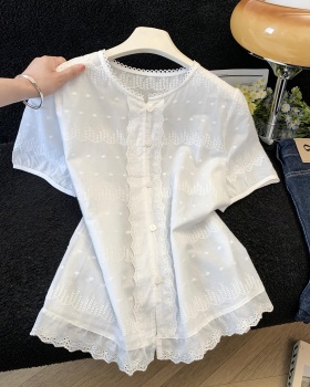 White sweet shirt short sleeve summer tops for women