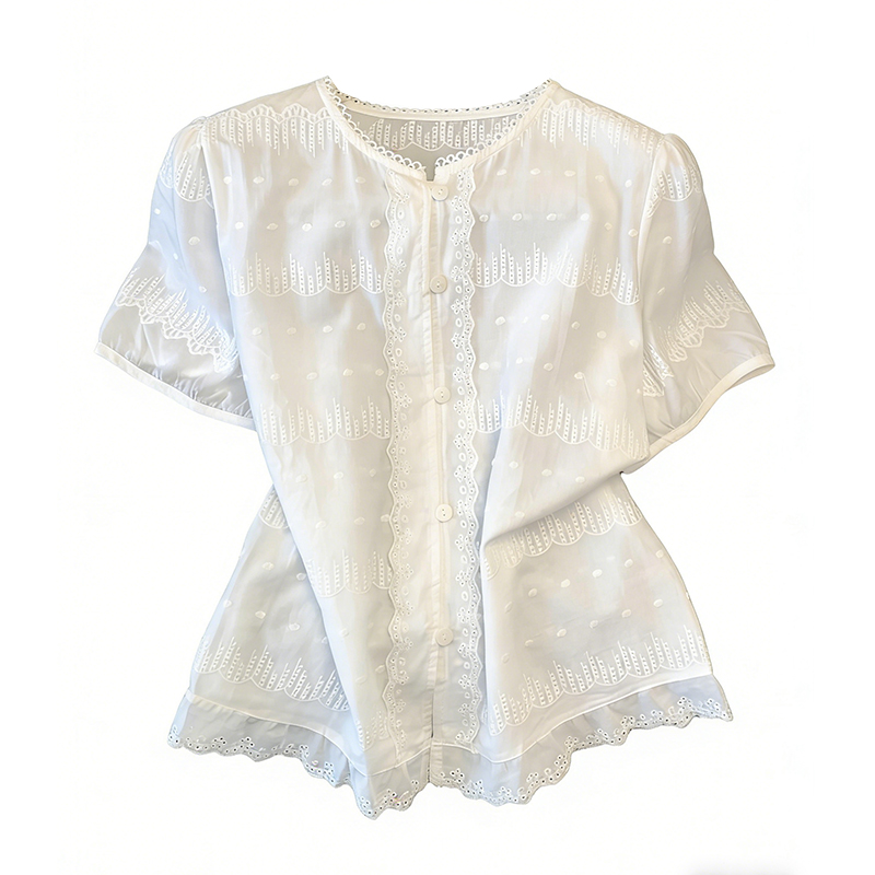White sweet shirt short sleeve summer tops for women