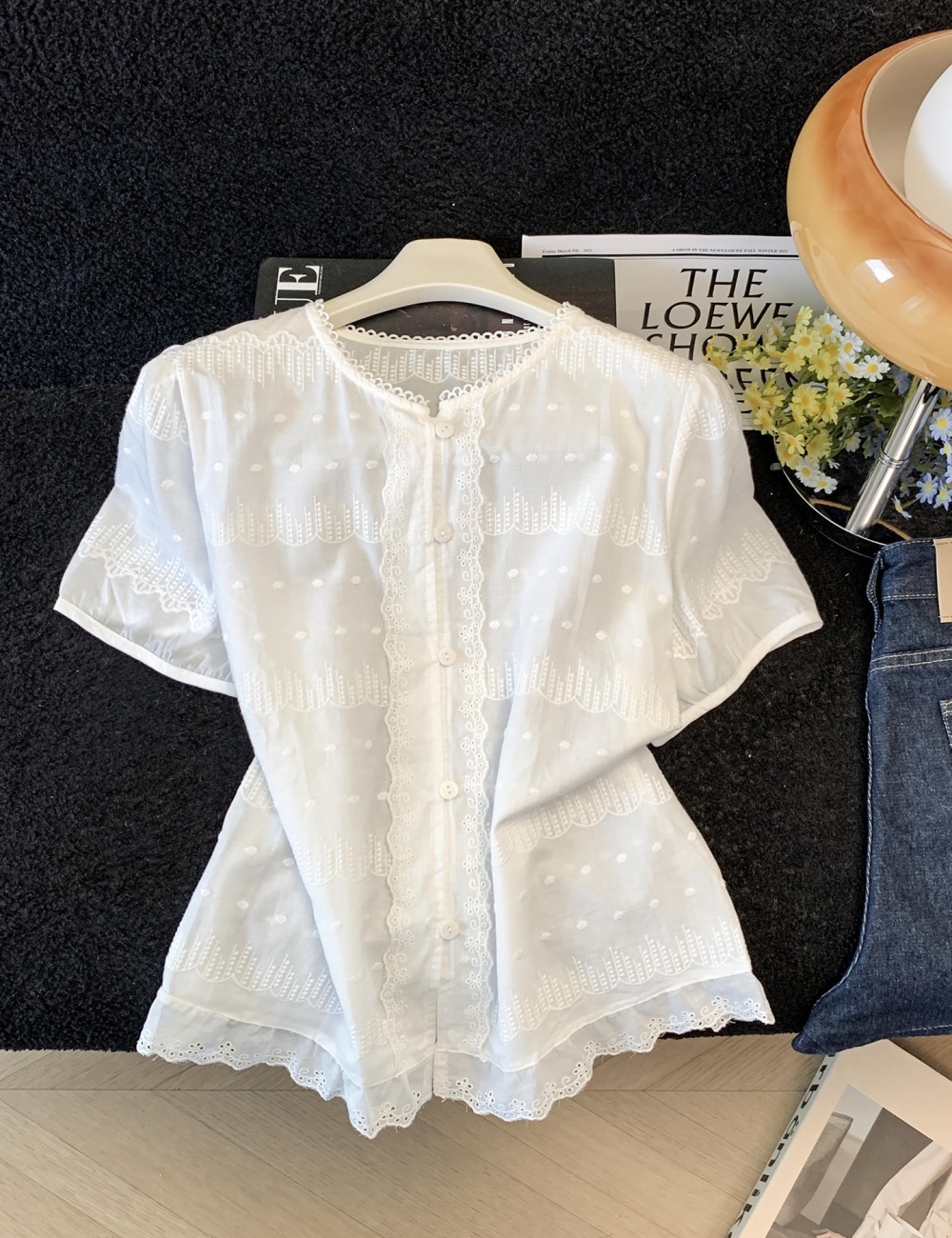 White sweet shirt short sleeve summer tops for women