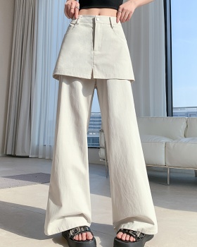 Slim wide leg pants Pseudo-two casual pants for women
