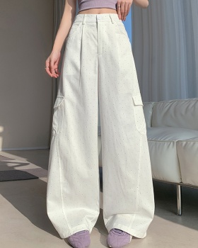 Wide leg starry work pants rhinestone sweatpants for women