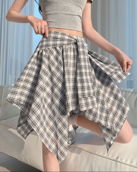 Retro spicegirl Pseudo-two A-line long skirt for women