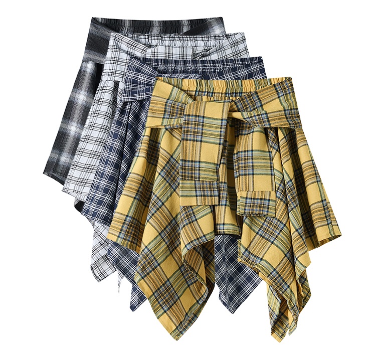 Retro spicegirl Pseudo-two A-line long skirt for women