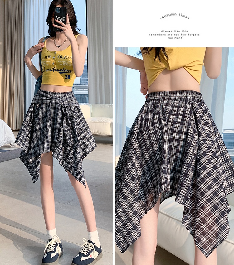 Retro spicegirl Pseudo-two A-line long skirt for women