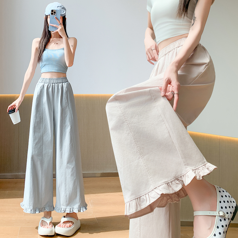 Elasticity casual pants wide leg pants for women