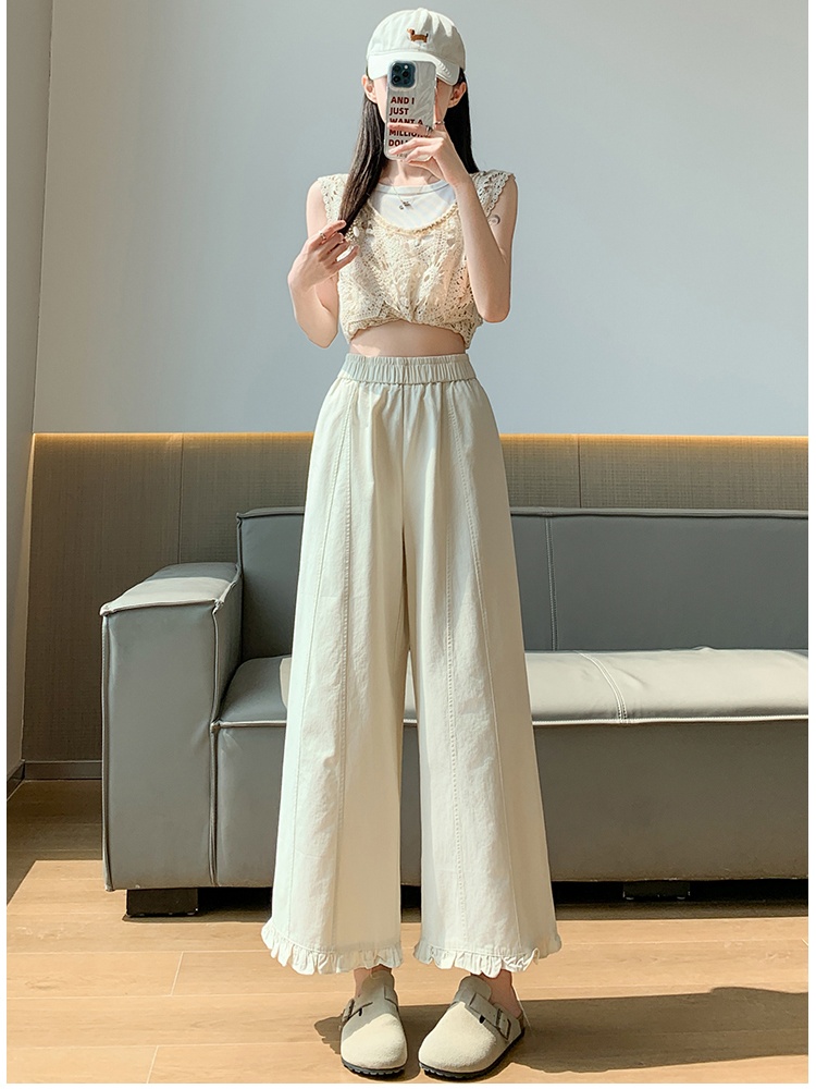 Elasticity casual pants wide leg pants for women