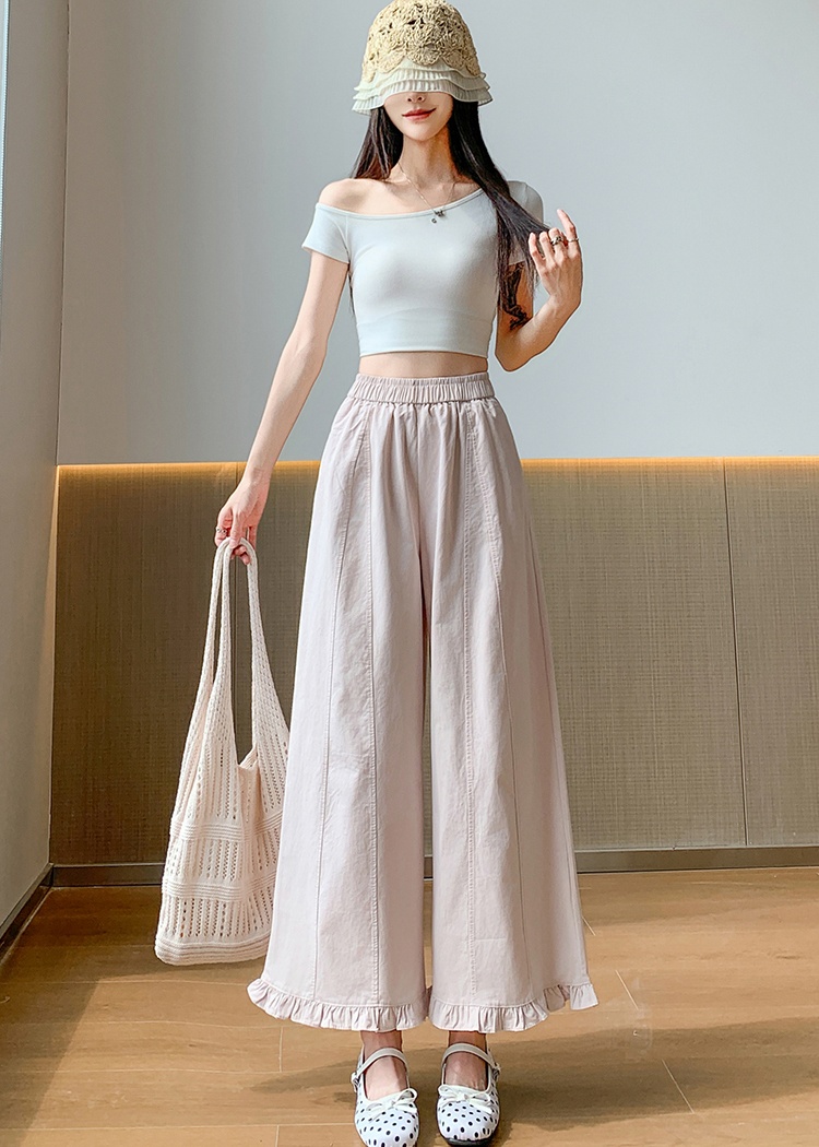 Elasticity casual pants wide leg pants for women