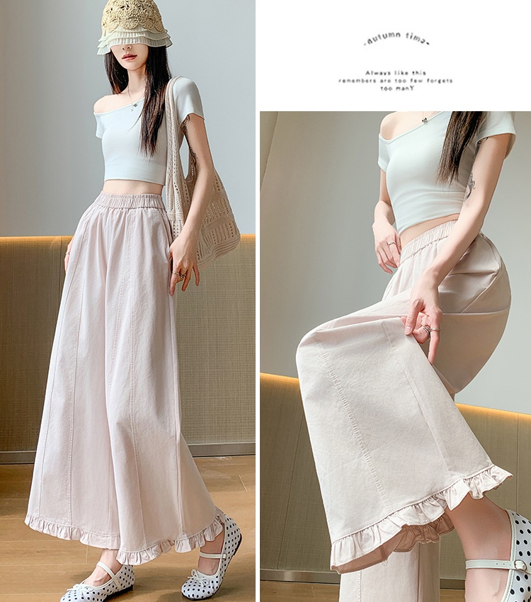Elasticity casual pants wide leg pants for women