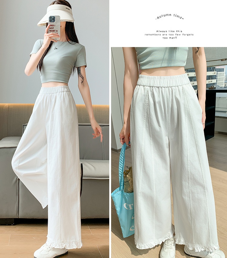 Elasticity casual pants wide leg pants for women