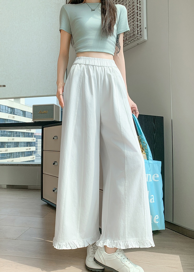 Elasticity casual pants wide leg pants for women