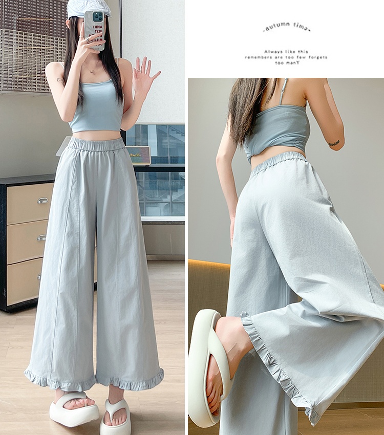 Elasticity casual pants wide leg pants for women