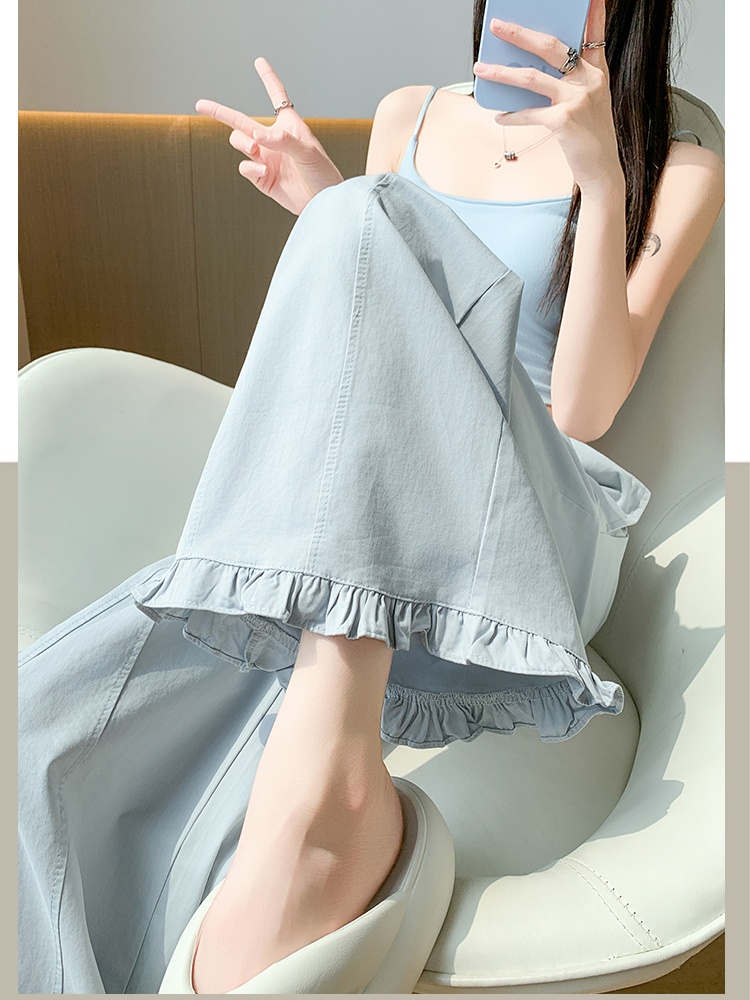 Elasticity casual pants wide leg pants for women