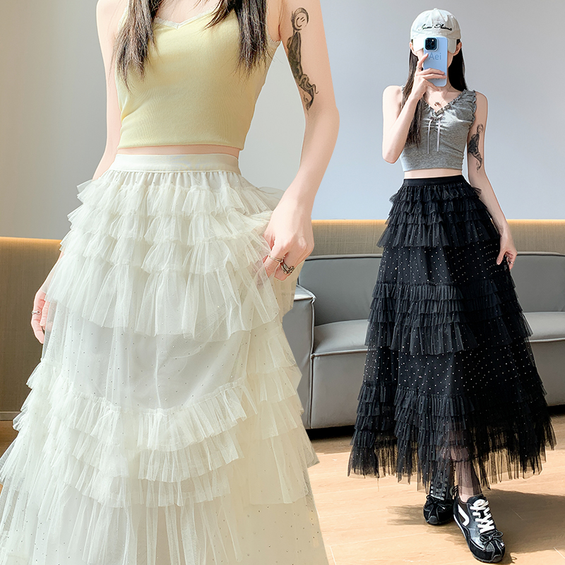 Cake thick and disorderly long skirt A-line skirt for women