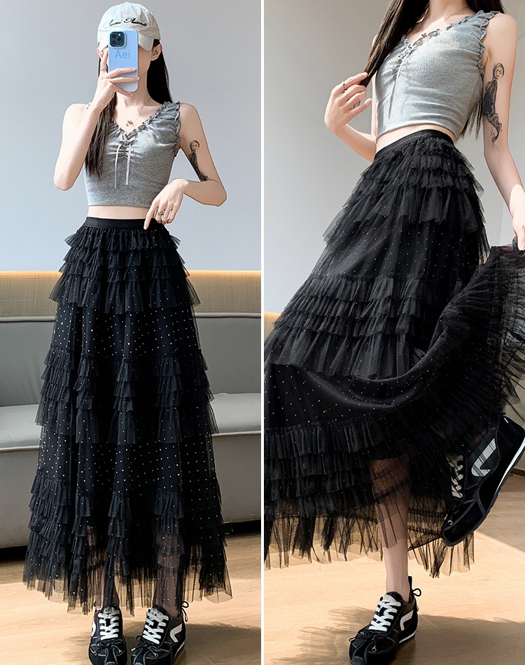 Cake thick and disorderly long skirt A-line skirt for women