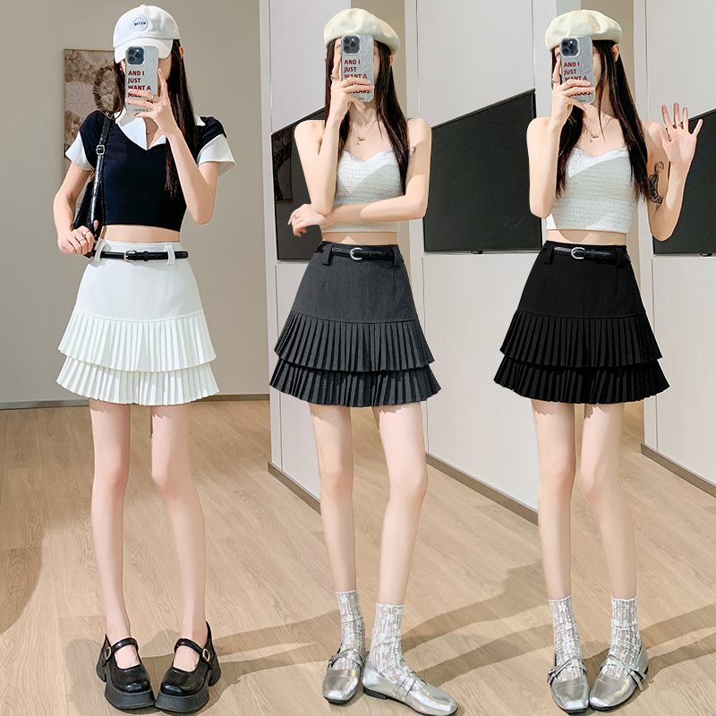 All-match A-line skirt pleated college short skirt for women