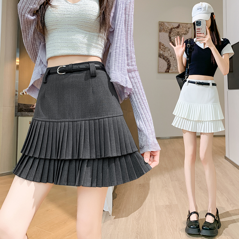 All-match A-line skirt pleated college short skirt for women