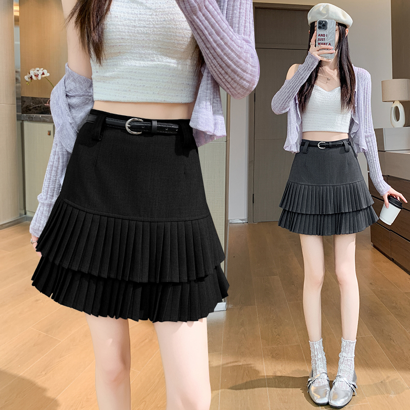 All-match A-line skirt pleated college short skirt for women