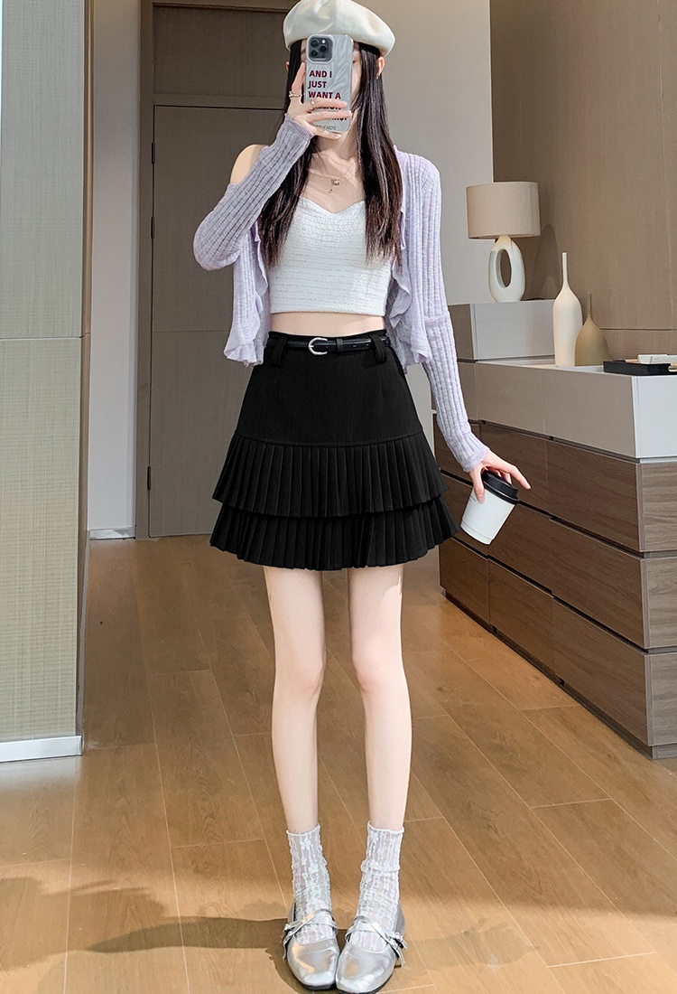 All-match A-line skirt pleated college short skirt for women