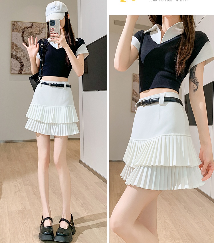 All-match A-line skirt pleated college short skirt for women
